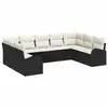 Image de Vidaxl ensemble de canapés avec coussin 9 pcs noir poly rattan