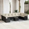 Image de vidaXL Ensemble de Canapés avec coussin 11 pcs Noir Polyrotin 3346227