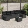 Image de Ensemble De Canapés Avec Coussin 8 Pcs Noir Polyrotin Vidaxl