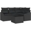 Image de Vidaxl ensemble de canapés avec coussin 5 pcs noir polyrotin