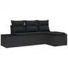 Image de Vidaxl ensemble de canapé de jardin avec coussin 4 pcs noir polyrotin