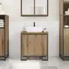 Image de Meuble De Lavabo De Salle De Bain Avec Stockage Chêne Artisanal Vidaxl