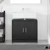 Image de Cabinet De Salle De Bain Avec Porte Chêne Noir 63 X 29 X 55 Cm Vidaxl