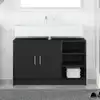 Image de Cabinet De Salle De Bain Avec Porte Chêne Noir 90 X 29 X 55 Cm Vidaxl