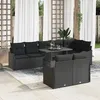 Image de vidaXL Ensemble salon avec coussin 9 pcs Noir Poly rotin 3348489