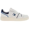 Image de Tommy Jeans - Baskets En Cuir Blanches Et Bleues Avec Une Fermeture à Lacets - Bleu Et Blanc 41