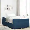 Image de Cadre De Lit Avec Matelas Bleu 120 X 190 Cm Tissu Vidaxl