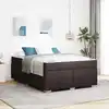Image de Cadre De Lit Avec Matelas Marron Foncé 140 X 200 Cm Tissu Vidaxl