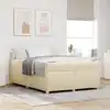 Image de Cadre De Lit Avec Matelas Crème 160 X 200 Cm Tissu Vidaxl