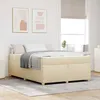 Image de vidaXL Cadre de lit avec matelas Crème 160 x 200 cm tissu 3399368