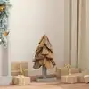 Image de Sapin De Noël Avec Support Marron 61 Cm Bois De Teck Solide Vidaxl