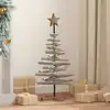 Image de Sapin De Noël Avec Support Marron 90 Cm Bois De Teck Solide Vidaxl