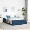 Image de Cadre De Lit Avec Matelas 2 Pcs Bleu Tissu Vidaxl