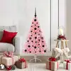 Image de Sapin De Noël Artificiel Pré-éclairé Rose 120 Cm Pvc Vidaxl