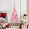 Image de Sapin De Noël Artificiel Pré-éclairé Rose 120 Cm Pvc Vidaxl
