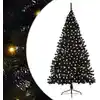 Image de Sapin De Noël Artificiel Pré-éclairé Noir 180 Cm Pvc Vidaxl