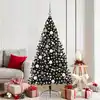 Image de Sapin De Noël Artificiel Pré-éclairé Noir 180 Cm Pvc Vidaxl
