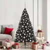 Image de Sapin De Noël Artificiel Pré-éclairé Noir 180 Cm Pvc Vidaxl