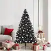 Image de Sapin De Noël Artificiel Pré-éclairé Noir 180 Cm Pvc Vidaxl