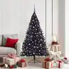 Image de Sapin De Noël Artificiel Pré-éclairé Noir 180 Cm Pvc Vidaxl