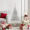 Image de Sapin De Noël Artificiel Pré-éclairé Argent 120 Cm Pet Vidaxl