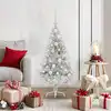 Image de Sapin De Noël Artificiel Pré-éclairé Argent 120 Cm Pet Vidaxl
