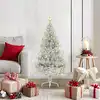 Image de Sapin De Noël Artificiel Pré-éclairé Argent 120 Cm Pet Vidaxl