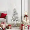 Image de Sapin De Noël Artificiel Pré-éclairé Argent 120 Cm Pet Vidaxl