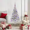 Image de Sapin De Noël Artificiel Pré-éclairé Argent 120 Cm Pet Vidaxl