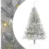 Image de Sapin De Noël Artificiel Pré-éclairé Argent 150 Cm Pet Vidaxl