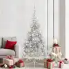 Image de Sapin De Noël Artificiel Pré-éclairé Argent 210 Cm Pet Vidaxl