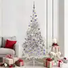 Image de Sapin De Noël Artificiel Pré-éclairé Argent 210 Cm Pet Vidaxl