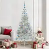 Image de Sapin De Noël Artificiel Pré-éclairé Argent 210 Cm Pet Vidaxl