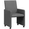 Image de Vidaxl chaises de salle à manger avec roues 2 pcs gris foncé tissu