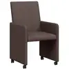 Image de Vidaxl chaises de salle à manger avec roues 2 pcs marron foncé tissu