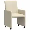 Image de Vidaxl chaises de salle à manger avec roues 2 pcs crème faux cuir