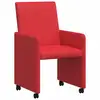 Image de Vidaxl chaises de salle à manger avec roues 2 pcs rouge faux cuir