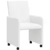 Image de Vidaxl chaises de salle à manger avec roues 2 pcs blanc faux cuir