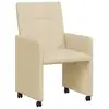 Image de Vidaxl chaises de salle à manger avec roues 2 pcs crème tissu