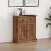 Image de VIDAXL Buffet en teck massif style vintage 65 x 30 x 75 cm - porte et tiroir marron