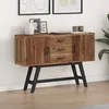 Image de Meuble TV - VIDAXL - 110 x 30 x 75 cm - Teck massif - Design vintage - Marron naturel