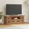Image de Meuble Tv Naturel 110 X 30 X 40 Cm Bois De Teck Massif Vidaxl