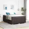 Image de Cadre De Lit Avec Matelas Marron Foncé 160 X 200 Cm Tissu Vidaxl