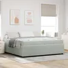 Image de vidaXL Cadre de lit avec matelas Gris clair 200 x 200 cm tissu 3398438