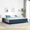Image de Lit À Ressorts Avec Matelas Bleu 200 X 200 Cm Tissu Vidaxl