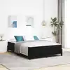 Image de Lit À Ressorts Avec Matelas Noir 160 X 210 Cm Tissu Vidaxl