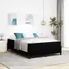 Image de Lit À Ressorts Noir 160 X 200 Cm Tissu Vidaxl