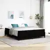 Image de Lit À Ressorts Noir 180 X 200 Cm Tissu Vidaxl