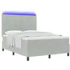 Image de Vidaxl lit à ressort led avec matelas gris clair 140 x 190 cm tissu