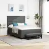 Image de Lit À Ressorts Avec Coussin Gris Foncé 140 X 190 Cm Tissu Vidaxl